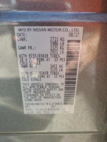 5N1DR2MM7HC912985 - 2017 NISSAN PATHFINDER S GRAY photo 13