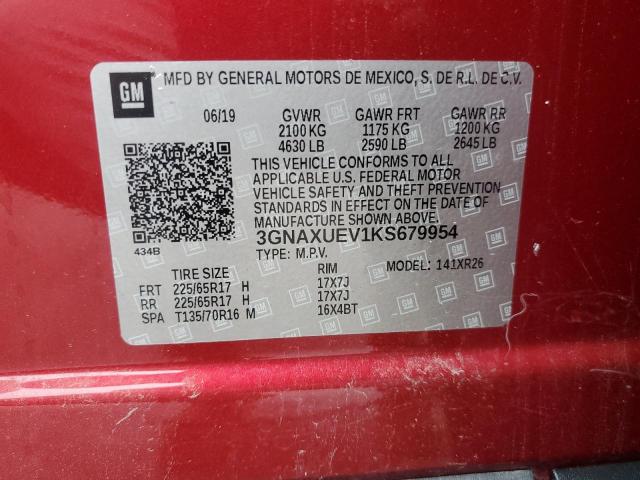 3GNAXUEV1KS679954 - 2019 CHEVROLET EQUINOX LT 红色 照片 13