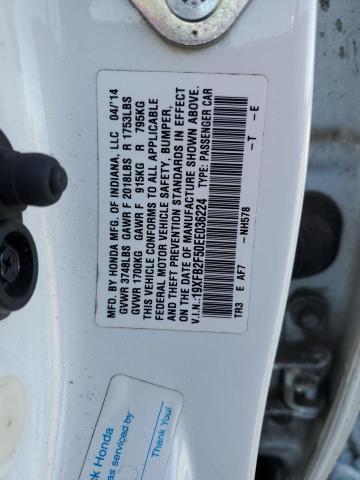 19XFB2F50EE036224 - 2014 HONDA CIVIC LX თეთრი ფოტო 12