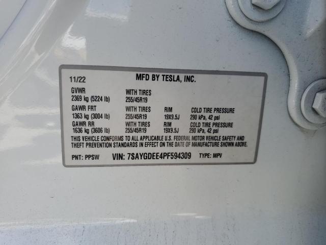 7SAYGDEE4PF594309 - 2023 TESLA MODEL Y WHITE photo 13