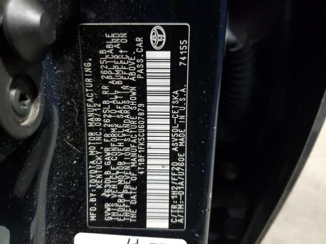 4T1BF1FK5CU607879 - 2012 TOYOTA CAMRY BASE CHARCOAL photo 12