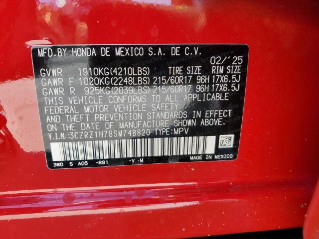 3CZRZ1H78SM748820 - 2025 HONDA HR-V EXL Rouge photo 13