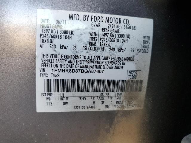 1FMHK8D87BGA87607 - 2011 FORD EXPLORER XLT Grafit foto 13