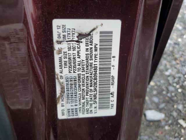 5FNRL5H28CB094801 - 2012 HONDA ODYSSEY LX Rouge photo 13