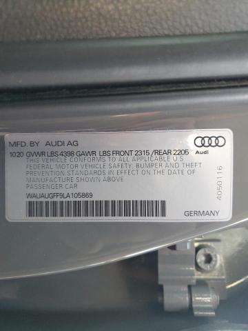 WAUAUGFF9LA105869 - 2020 AUDI A3 PREMIUM GRAY photo 12