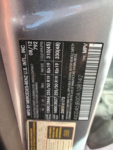 4JGDA5JB0DA108142 - 2013 MERCEDES-BENZ ML 350 فضي صورة 13