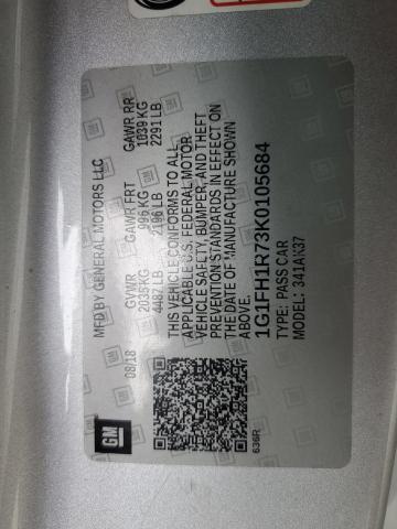 1G1FH1R73K0105684 - 2019 CHEVROLET CAMARO SS ვერცხლისფერი ფოტო 13