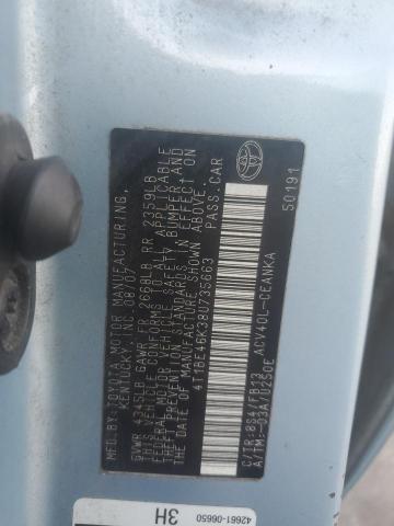 4T1BE46K38U735663 - 2008 TOYOTA CAMRY CE BLUE photo 12