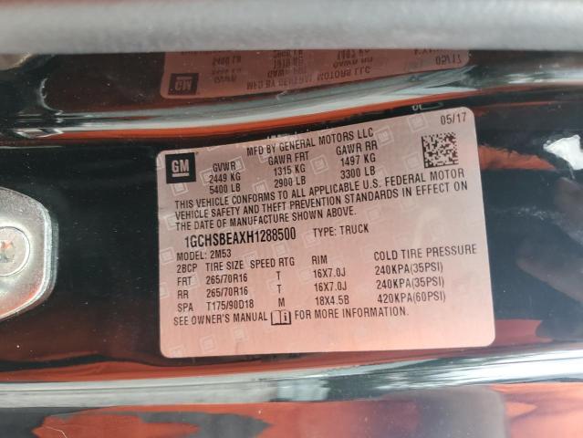 1GCHSBEAXH1288500 - 2017 CHEVROLET COLORADO 黑色 照片 12