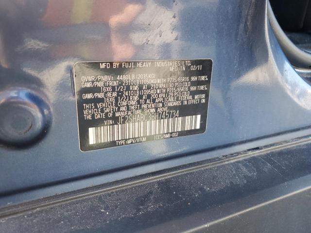 JF2SHABC3BH745734 - 2011 SUBARU FORESTER 2.5X BLUE photo 12