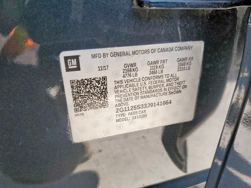 2G1125S33J9141664 - 2018 CHEVROLET IMPALA PREMIER BLUE photo 12