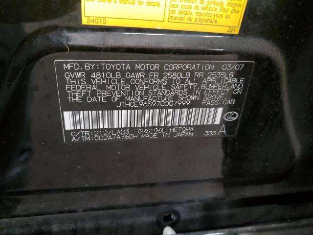 JTHCE96S970007999 - 2007 LEXUS GS 350 BLACK photo 12