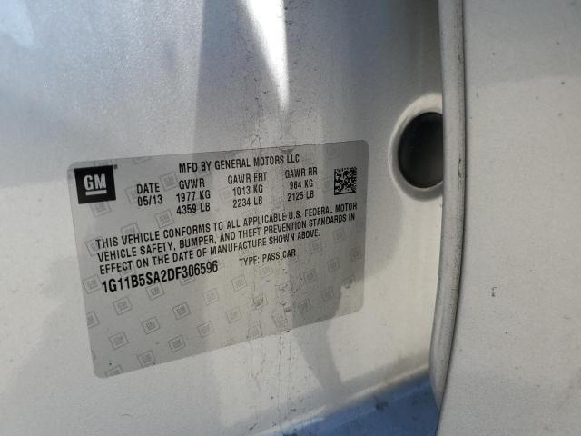 1G11B5SA2DF306596 - 2013 CHEVROLET MALIBU LS ვერცხლისფერი ფოტო 12