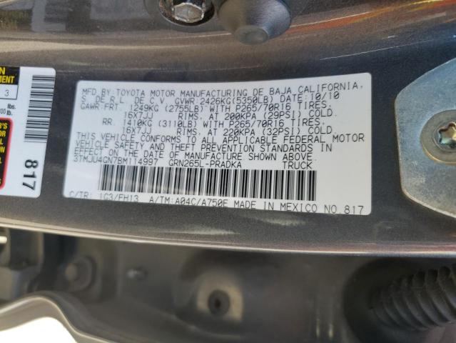 3TMJU4GN7BM114997 - 2011 TOYOTA TACOMA DOUBLE CAB PRERUNNER GRAY photo 12