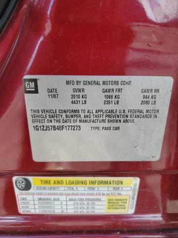 1G1ZJ57B48F177273 - 2008 CHEVROLET MALIBU 2LT 红色 照片 12