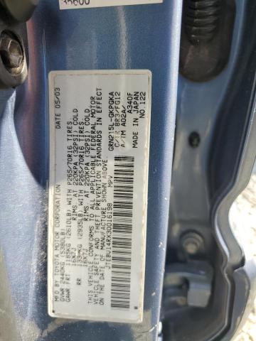 JTEBU14RX30016198 - 2003 TOYOTA 4RUNNER SR5 BLUE photo 13