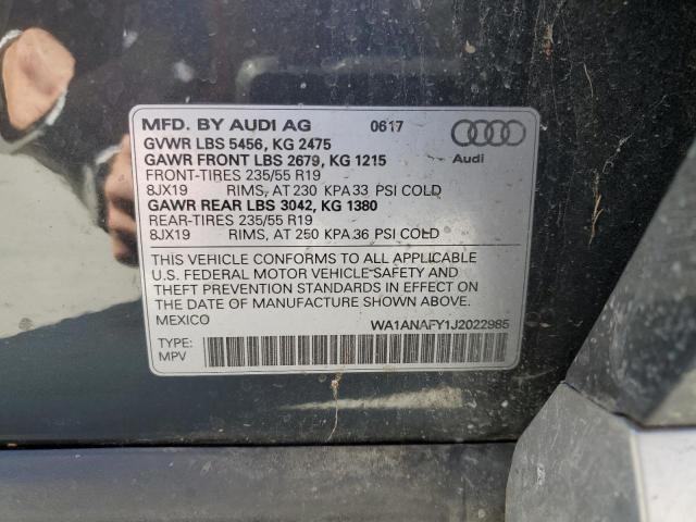 WA1ANAFY1J2022985 - 2018 AUDI Q5 PREMIUM 灰色 照片 13