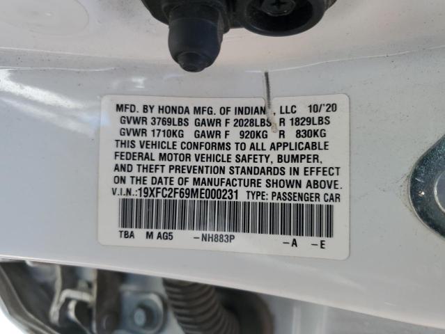 19XFC2F69ME000231 - 2021 HONDA CIVIC LX WHITE photo 13