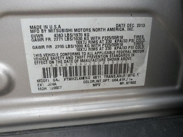 4A4AR3AU2EE018225 - 2014 MITSUBISHI OUTLANDER ES GRAY photo 12