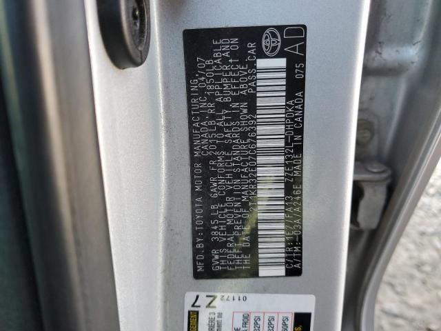 2T1KR32E07C676392 - 2007 TOYOTA COROLLA MA XR SILVER photo 12
