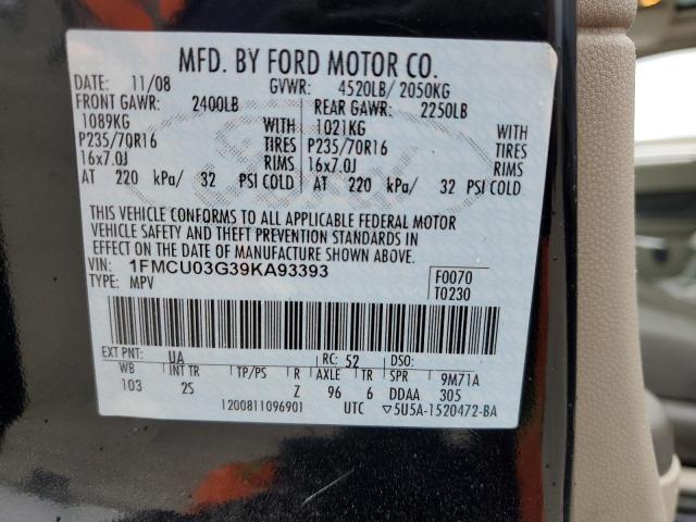 1FMCU03G39KA93393 - 2009 FORD ESCAPE XLT BLACK photo 12