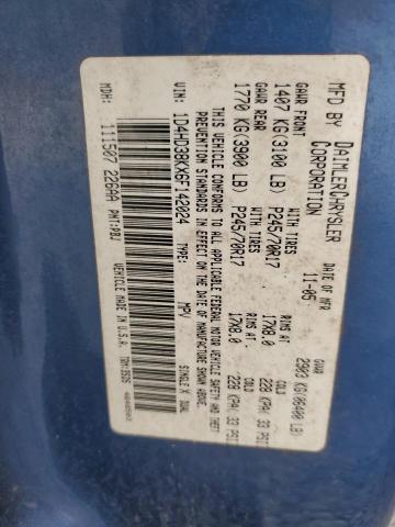 1D4HD38KX6F142024 - 2006 DODGE DURANGO SXT BLUE photo 12