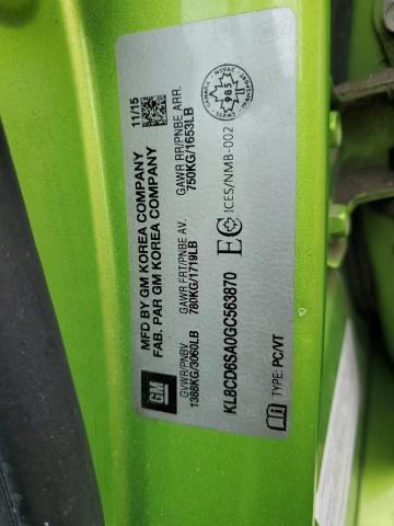 KL8CD6SA0GC563870 - 2016 CHEVROLET SPARK 1LT GREEN photo 12