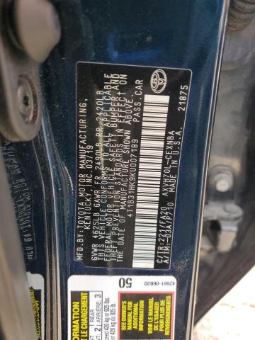 4T1B31HK9KU007189 - 2019 TOYOTA CAMRY LE Yaşıl foto 12