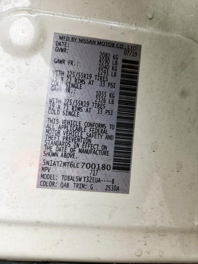 5N1AT2MT6LC700180 - 2020 NISSAN ROGUE S WHITE photo 14