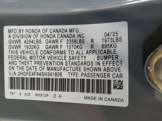 2HGFE4F84SH341806 - 2025 HONDA CIVIC SPORT 灰色 照片 12