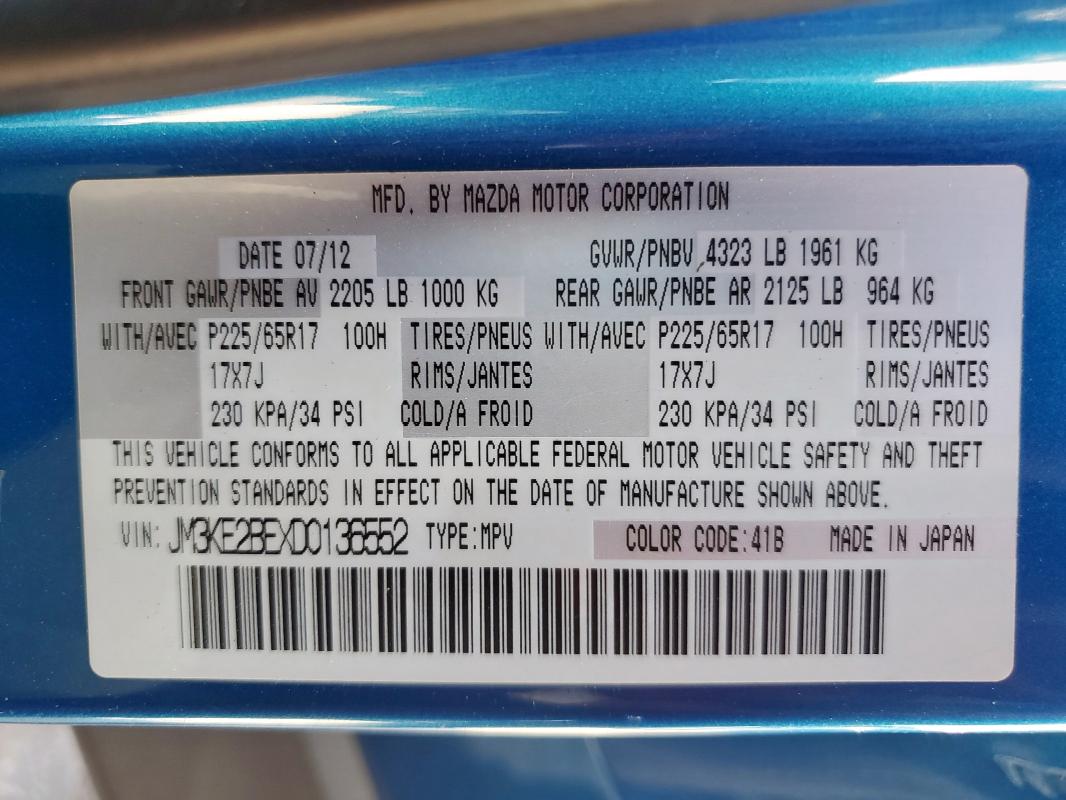 JM3KE2BEXD0136552 - 2013 MAZDA CX-5 SPORT Көк фото 13