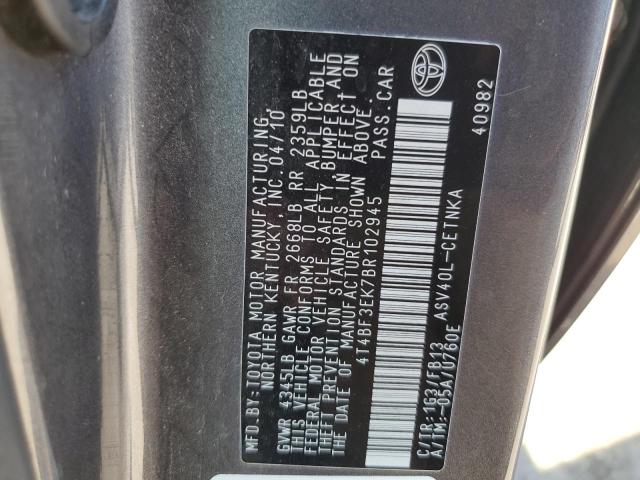 4T4BF3EK7BR102945 - 2011 TOYOTA CAMRY BASE Boz foto 12