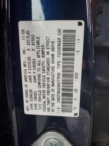 1HGCP26429A077556 - 2009 HONDA ACCORD LXP BLUE photo 12