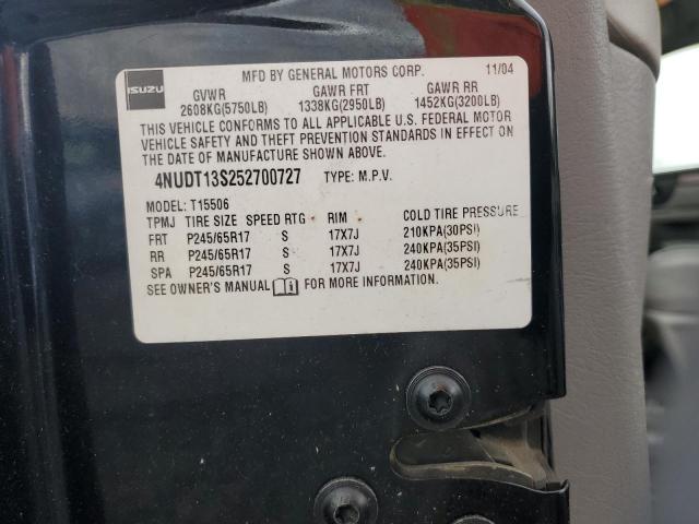 4NUDT13S252700727 - 2005 ISUZU ASCENDER S Սև լուսանկար 13