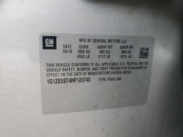 1G1ZE5ST4HF120740 - 2017 CHEVROLET MALIBU LT SILVER photo 12