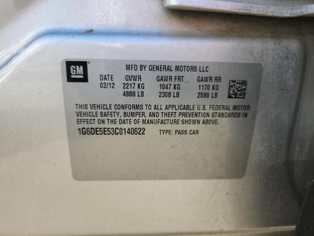 1G6DE5E53C0140622 - 2012 CADILLAC CTS LUXURY COLLECTION Argent photo 12