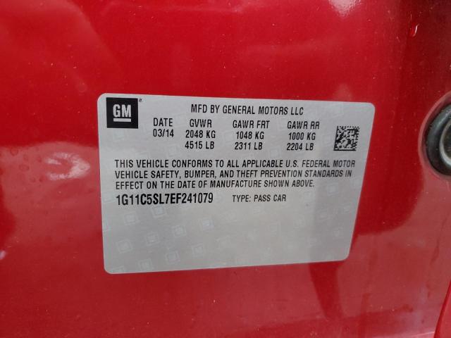 1G11C5SL7EF241079 - 2014 CHEVROLET MALIBU 1LT Қызыл фото 13