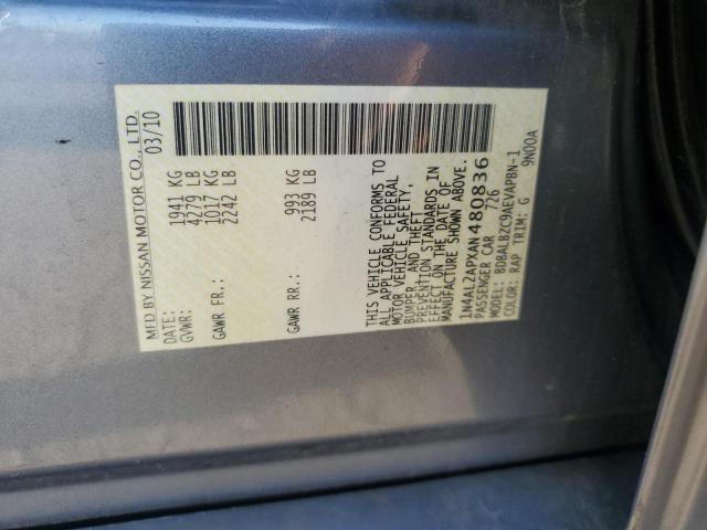 1N4AL2APXAN480836 - 2010 NISSAN ALTIMA BASE رمادي صورة 12