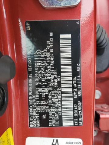 4T3BK3BB4BU053785 - 2011 TOYOTA VENZA წითელი ფოტო 13