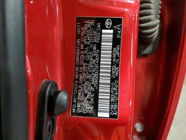 JTDKN3DU1B1440976 - 2011 TOYOTA PRIUS RED photo 13