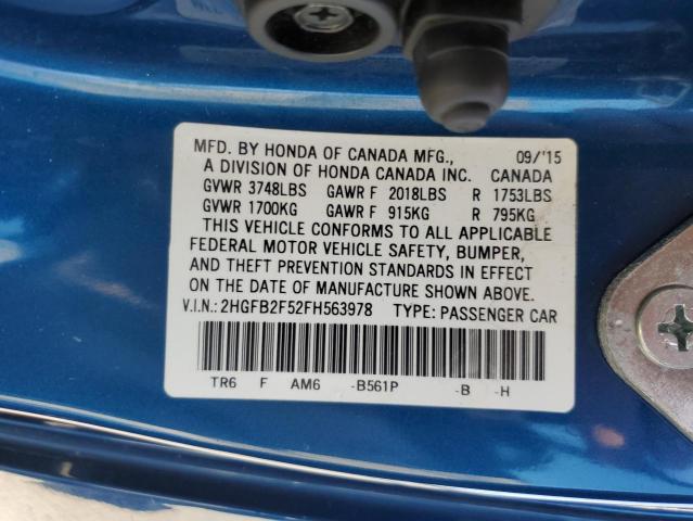 2HGFB2F52FH563978 - 2015 HONDA CIVIC LX BLUE photo 13