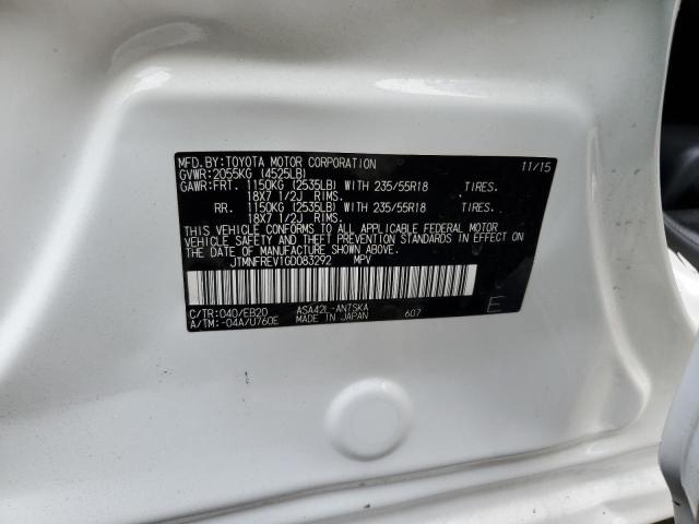 JTMNFREV1GD083292 - 2016 TOYOTA RAV4 SE WHITE photo 13