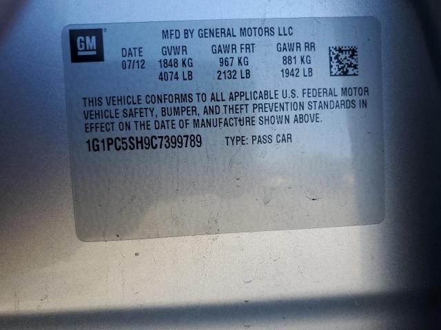 1G1PC5SH9C7399789 - 2012 CHEVROLET CRUZE LS Gümüş foto 12
