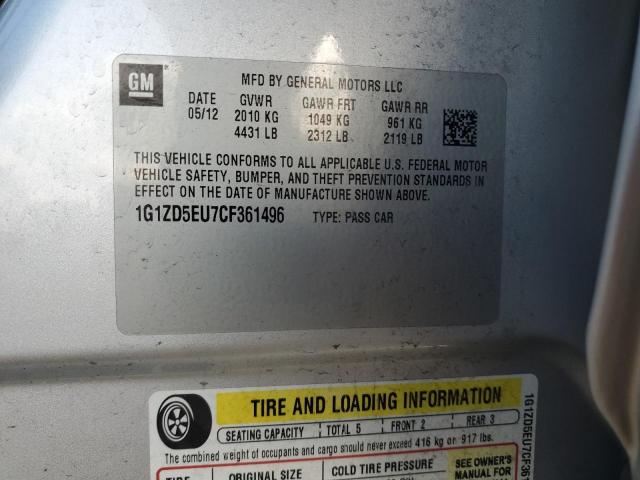 1G1ZD5EU7CF361496 - 2012 CHEVROLET MALIBU 2LT 银色 照片 12