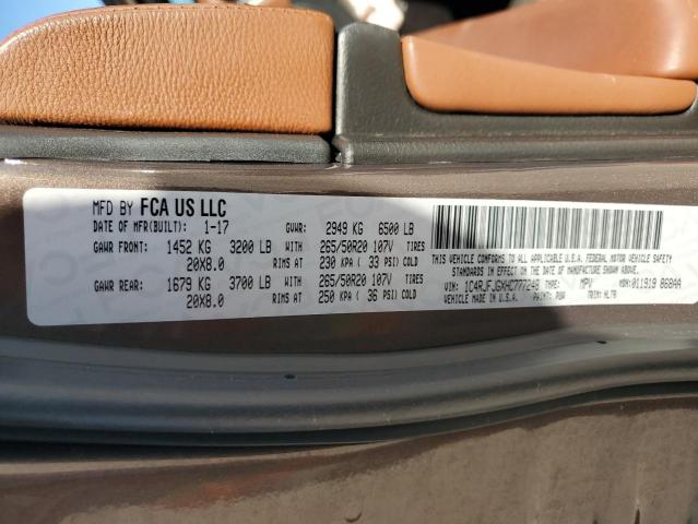 1C4RJFJGXHC777248 - 2017 JEEP GRAND CHER SUMMIT ყავისფერი ფოტო 12