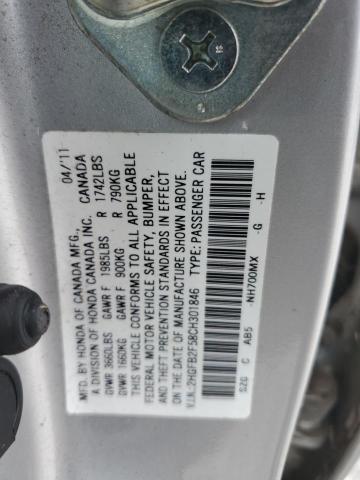 2HGFB2F58CH301846 - 2012 HONDA CIVIC LX SILVER photo 12