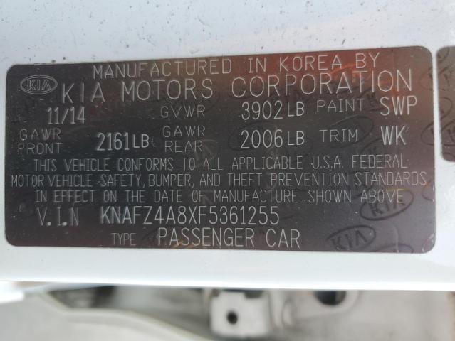 KNAFZ4A8XF5361255 - 2015 KIA FORTE EX თეთრი ფოტო 13