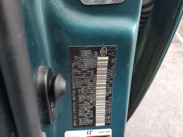 2T1BU4EE2AC290645 - 2010 TOYOTA COROLLA BASE Grün Foto 12