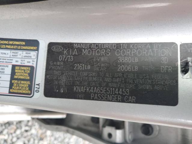 KNAFK4A65E5114453 - 2014 KIA FORTE LX SILVER photo 12