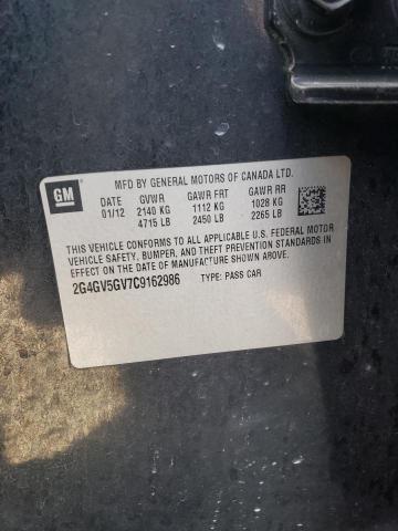 2G4GV5GV7C9162986 - 2012 BUICK REGAL GS Графитовый фото 13